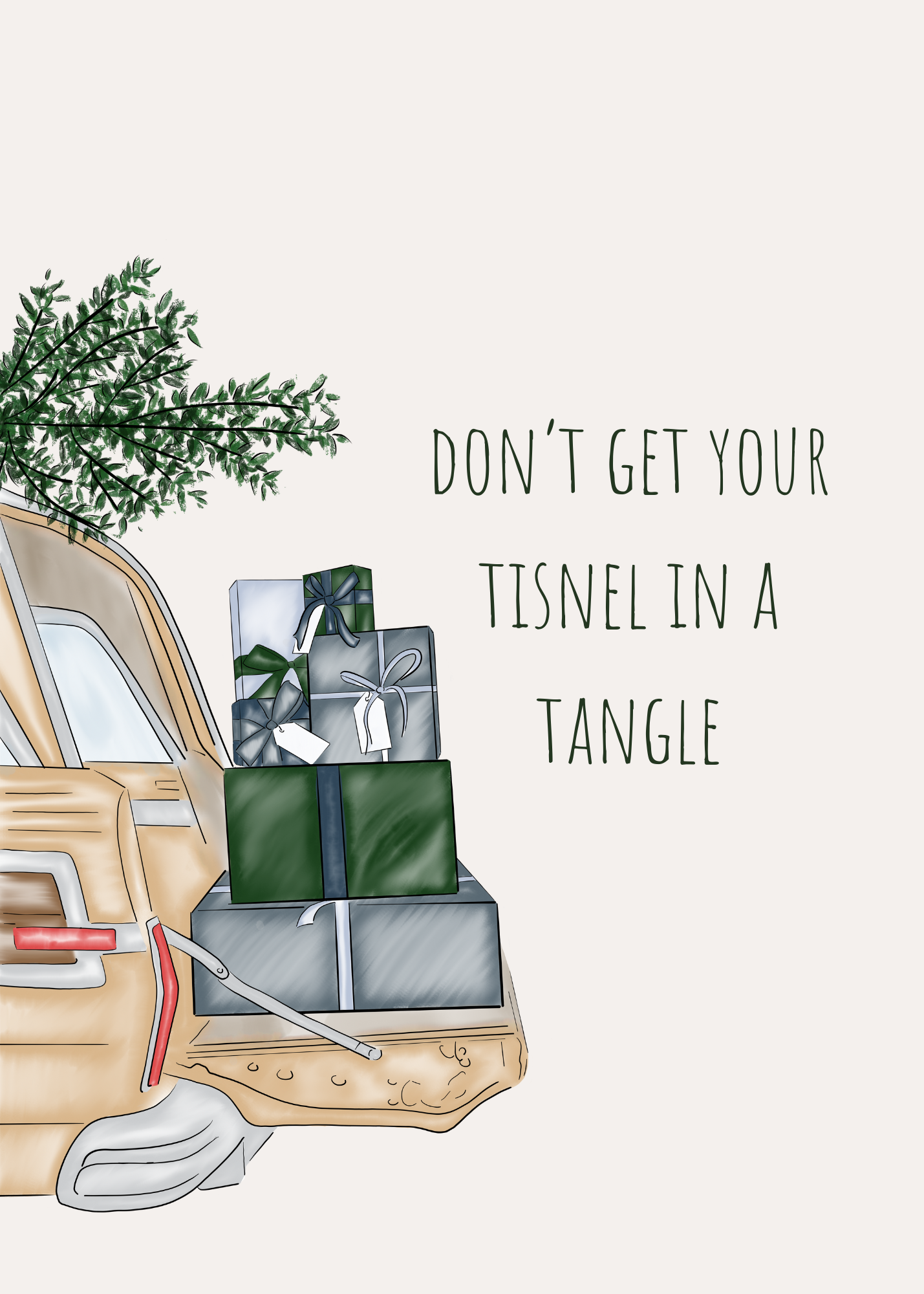 🎄 “Don’t Get Your Tinsel in a Tangle” Holiday Card | 4.25" x 5.5" card w/envelope | 2024 Holiday Collection