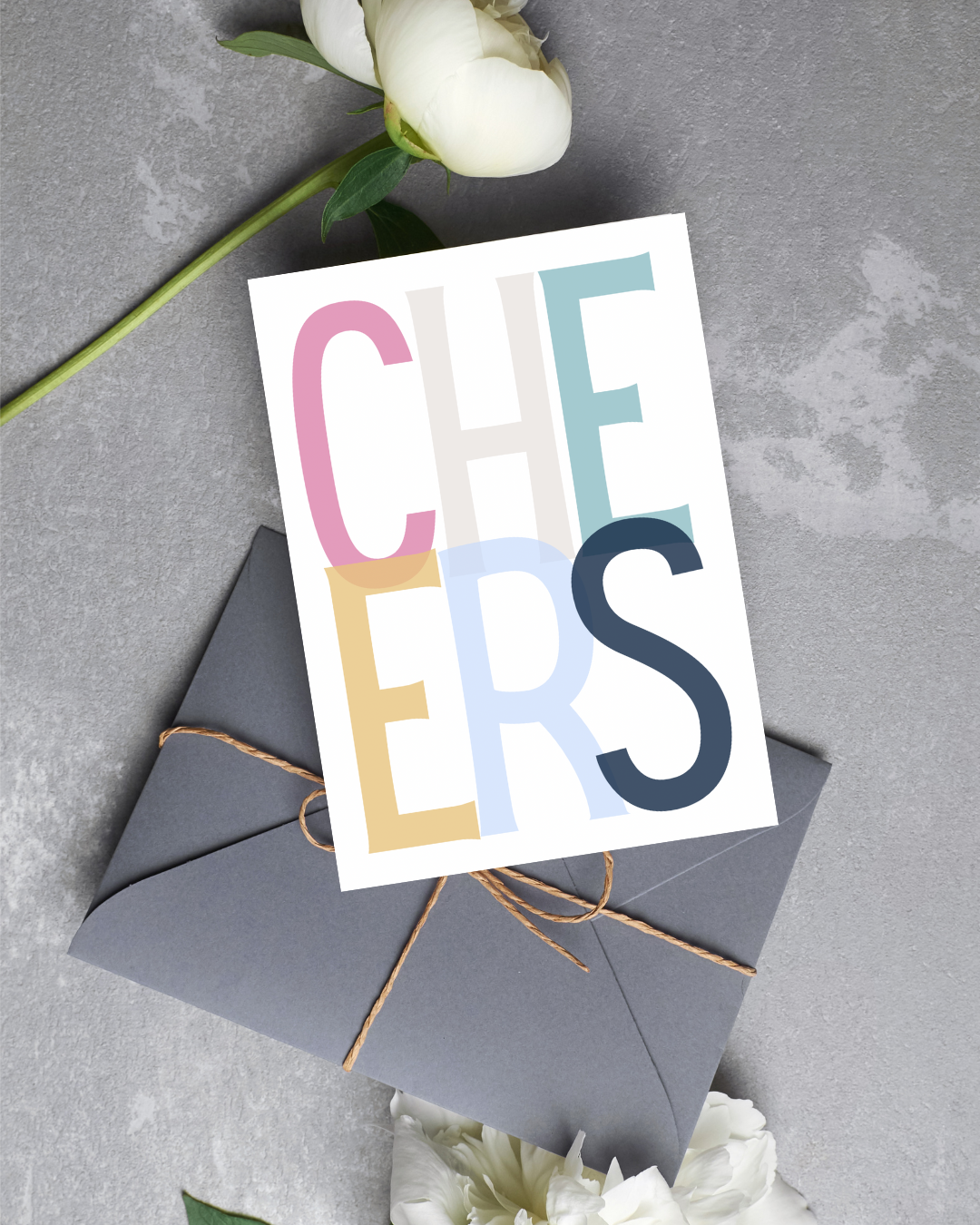 “CHEERS" celebration card | 4.25" x 5.5" card w/envelope