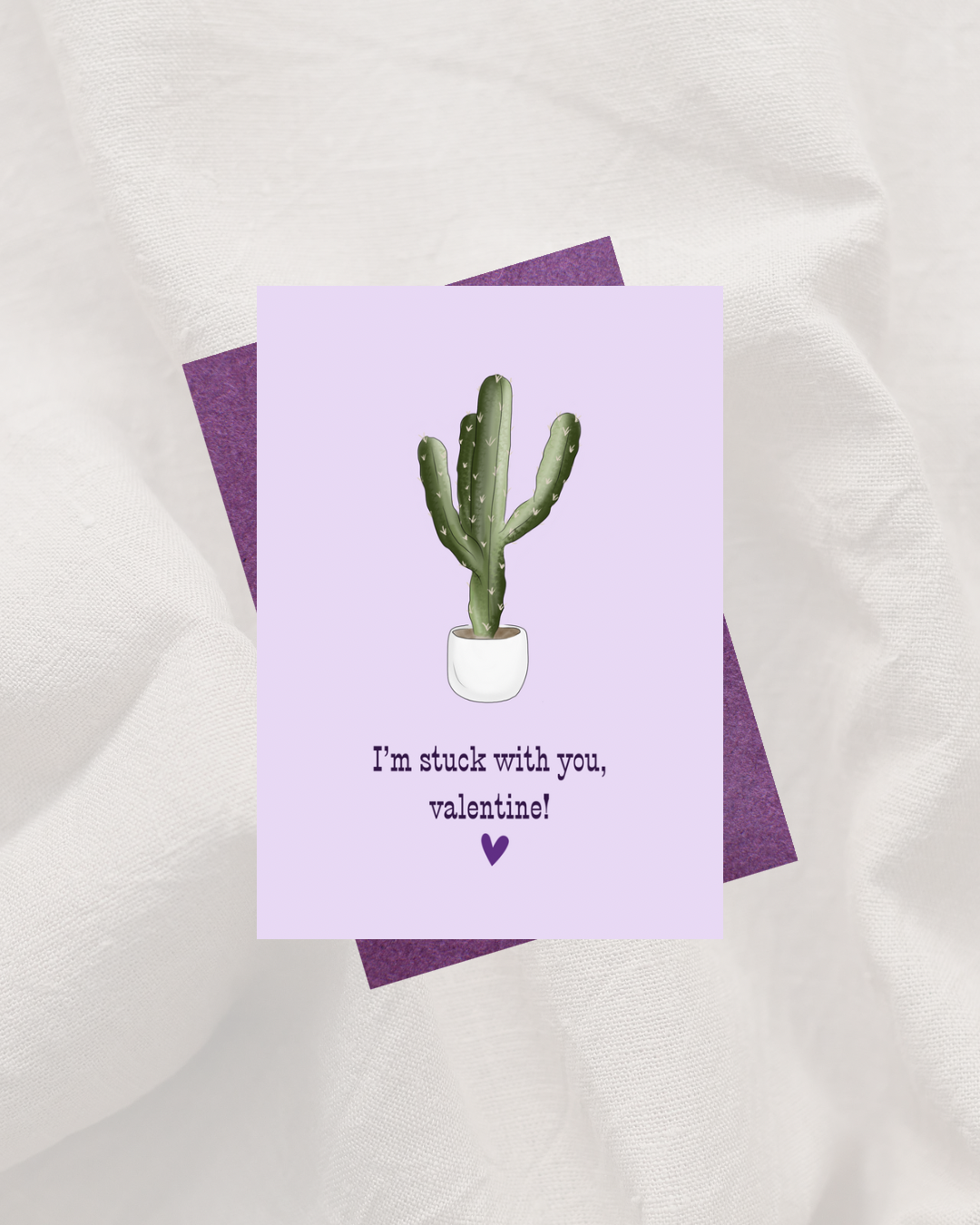 💕 “I’m Stuck with you, valentine!" Greeting Card | 4.25x5.5" Card w/envelope