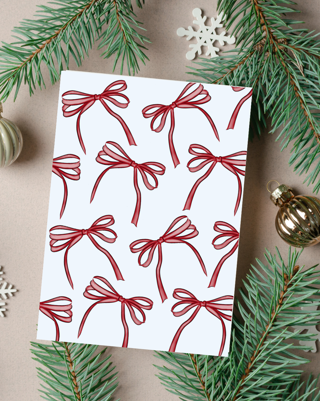 🎄 Red Bow Holiday Card | 4.25" x 5.5" card w/envelope | 2024 Holiday Collection