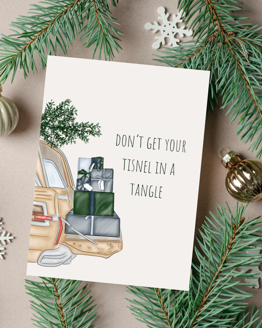 🎄 “Don’t Get Your Tinsel in a Tangle” Holiday Card | 4.25" x 5.5" card w/envelope | 2024 Holiday Collection