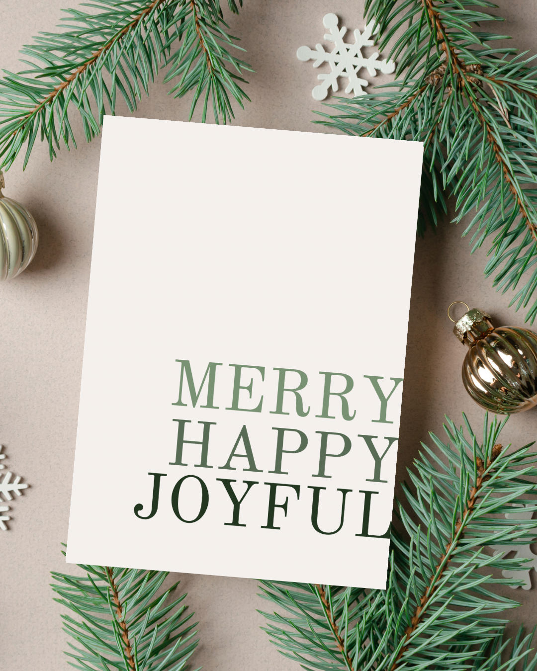 🎄 Merry, Happy, Joyful Holiday Card | 4.25" x 5.5" card w/envelope | 2024 Holiday Collection