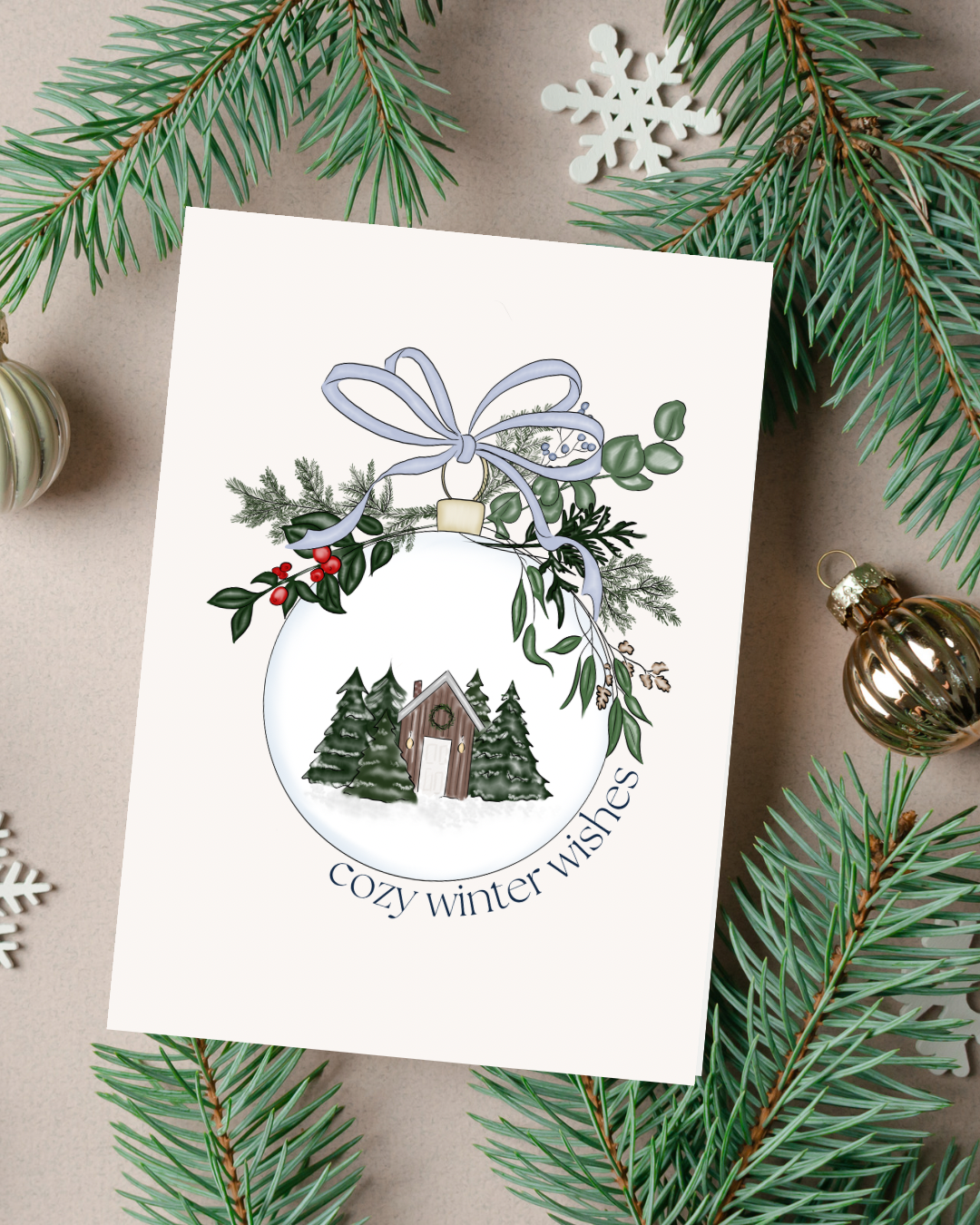 🎄 Cozy Winter Wishes Holiday Card | 4.25" x 5.5" card w/envelope | 2024 Holiday Collection