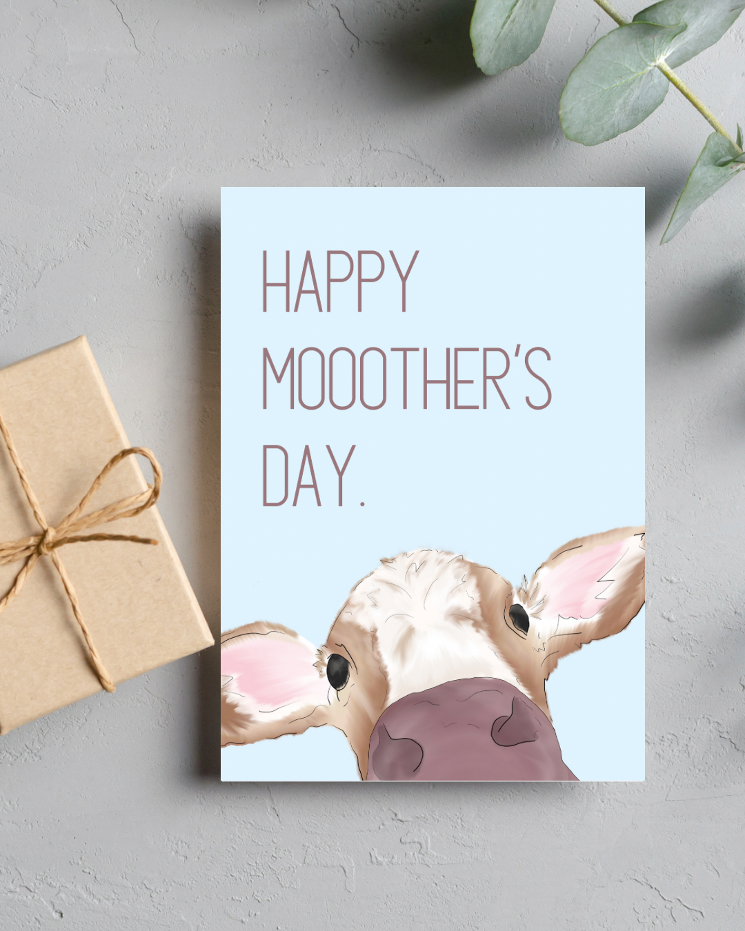 Happy "Moo"ther's Day Mother's Day card with Cow | 4.25"x5.5" card w/envelope