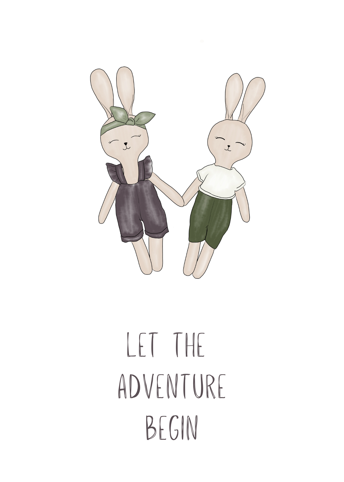Bunny Friends Baby Shower Card | 4.25x5.5" Card w/envelope