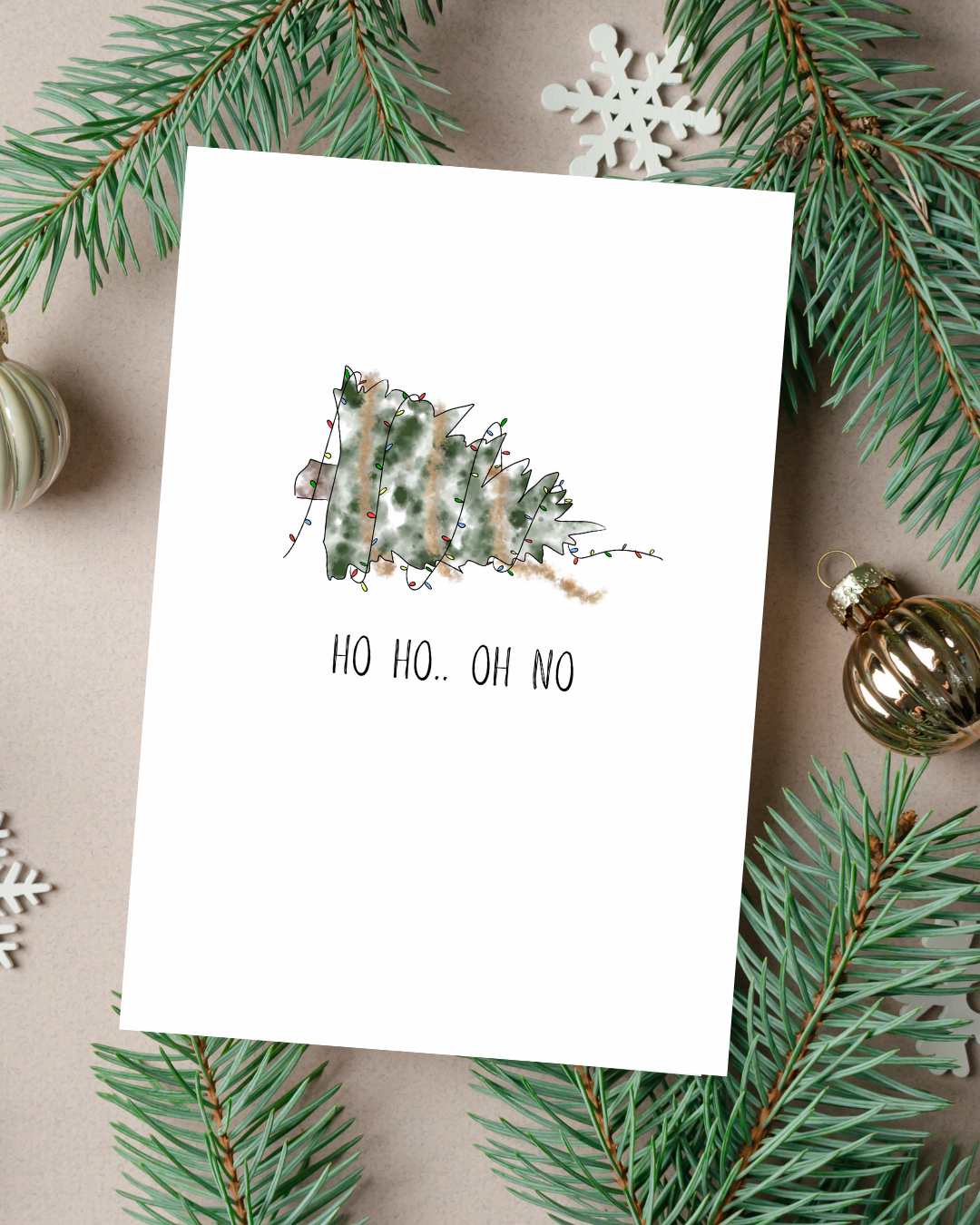🎄 “Ho Ho Oh No” Holiday Card - Minimalist Collection | 4.25" x 5.5" card w/envelope | 2023 Holiday Collection