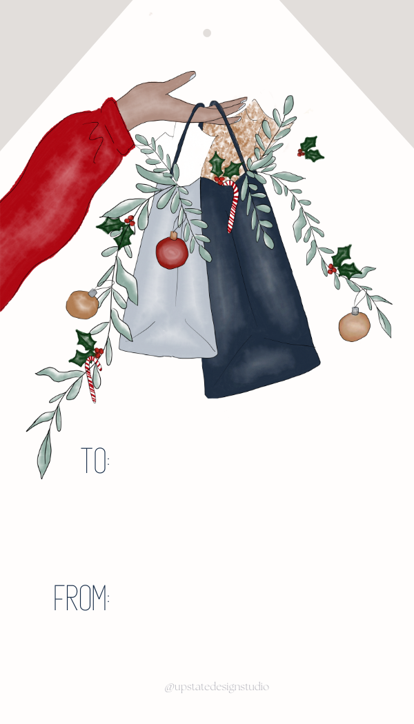 🎄 Hand w/Bag Gift Tag | Set of 10 | 2023 Holiday Collection