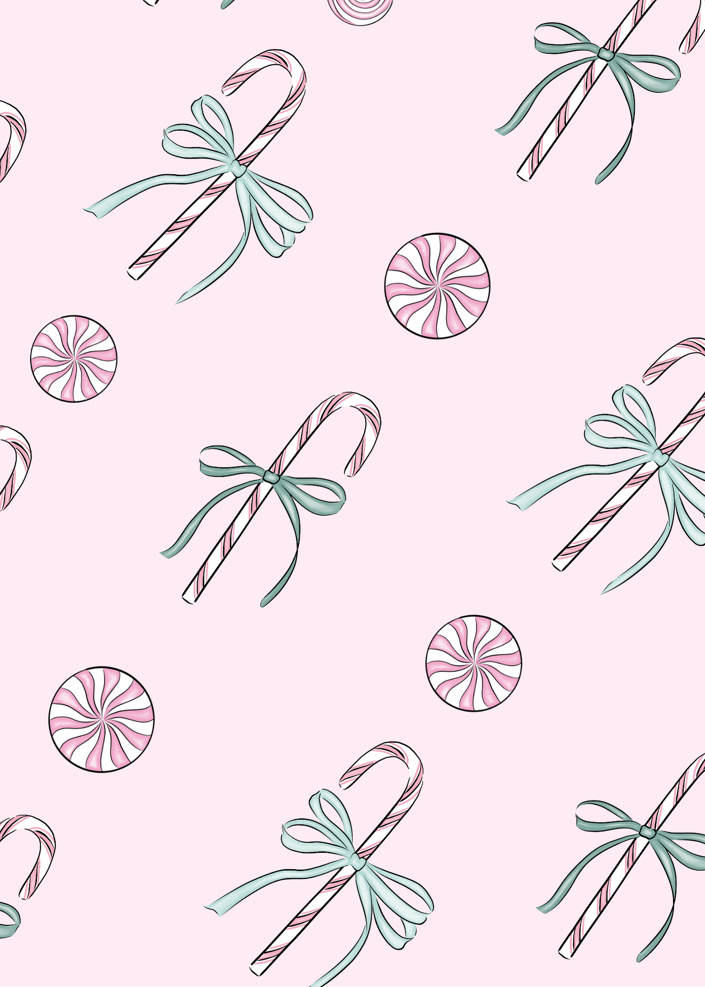 🎄 Pink Peppermint Holiday Card | 4.25" x 5.5" card w/envelope | 2024 Holiday Collection