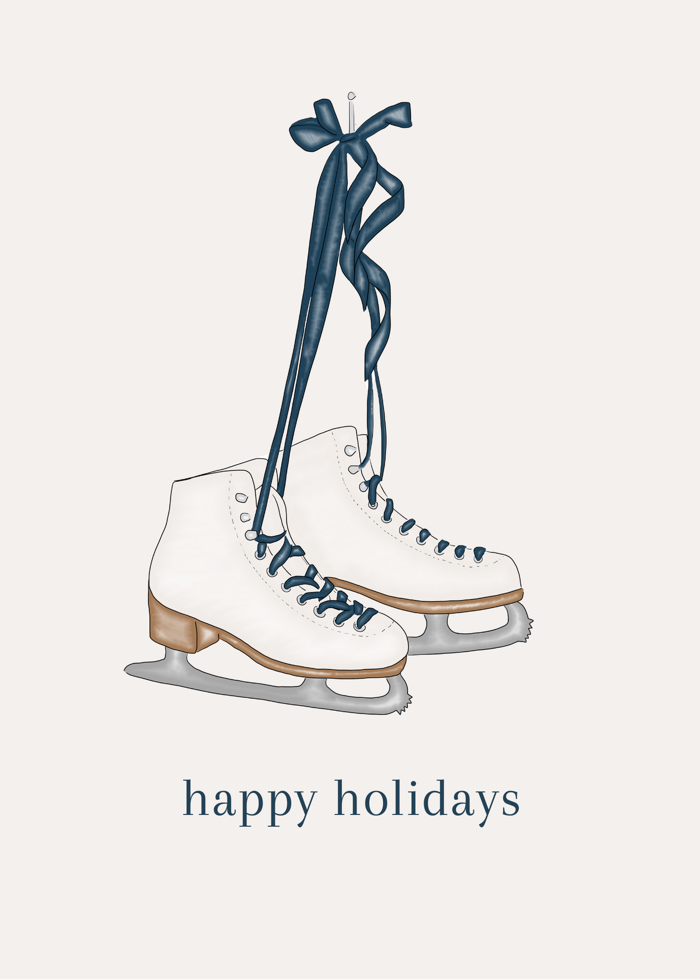 🎄 skates with navy ribbon Holiday Card | 4.25