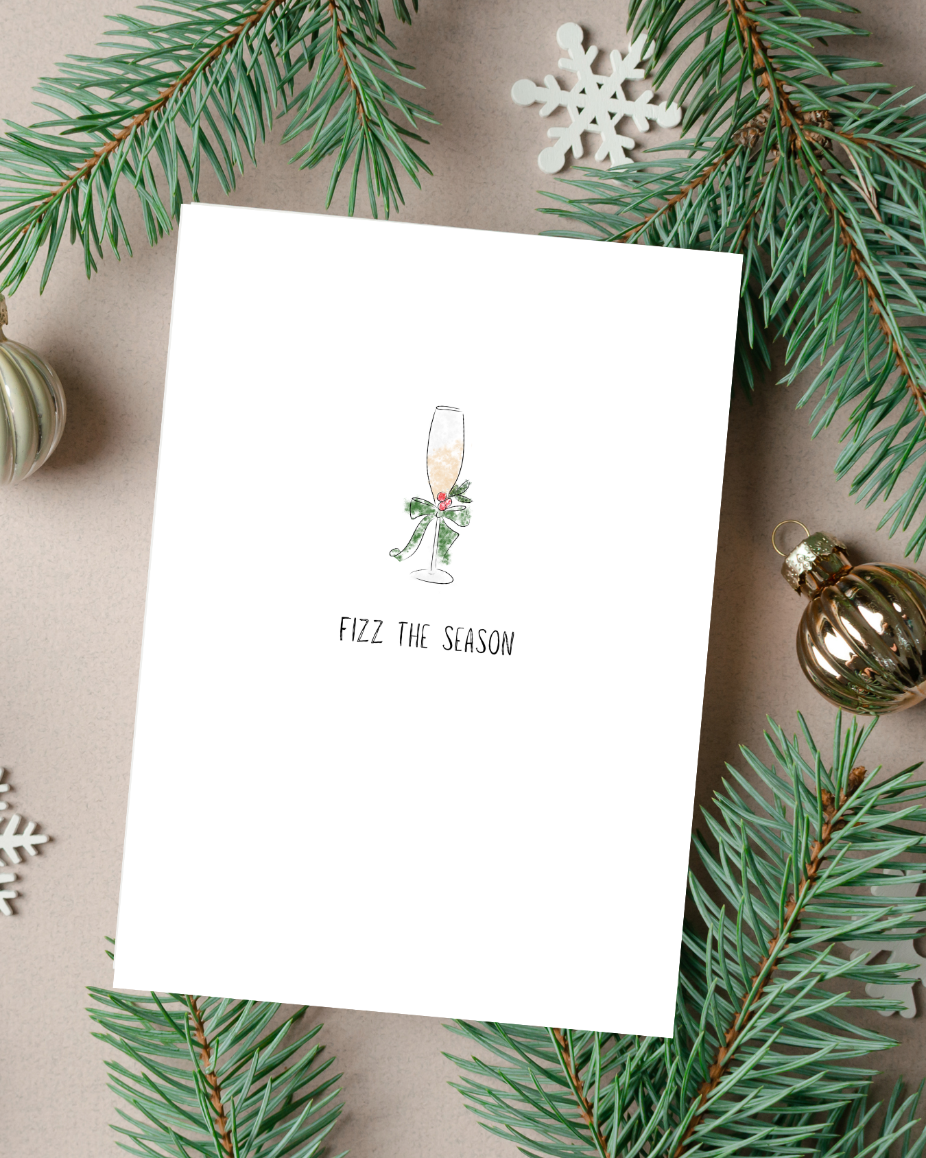 🎄 “Fizz the Season” Holiday Card - Minimalist Collection | 4.25