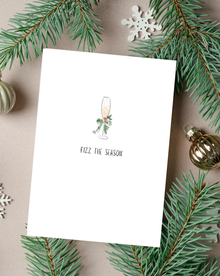 🎄 “Fizz the Season” Holiday Card - Minimalist Collection | 4.25