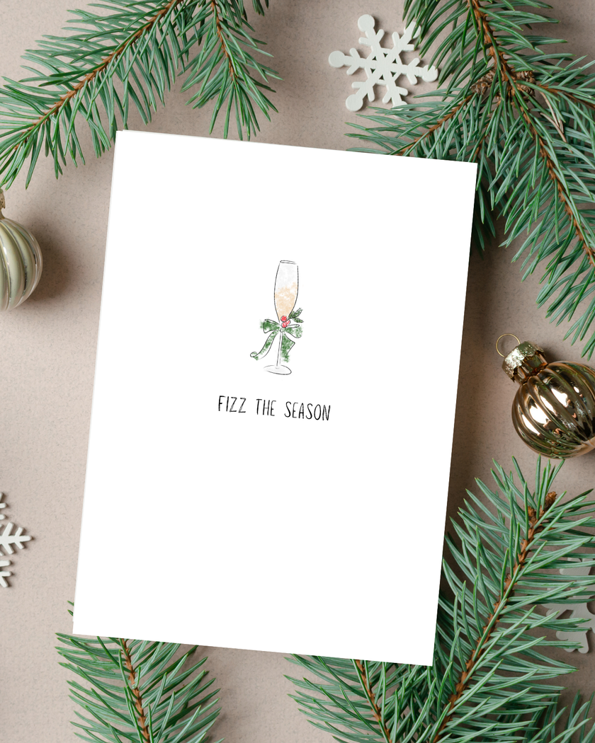 🎄 “Fizz the Season” Holiday Card - Minimalist Collection | 4.25