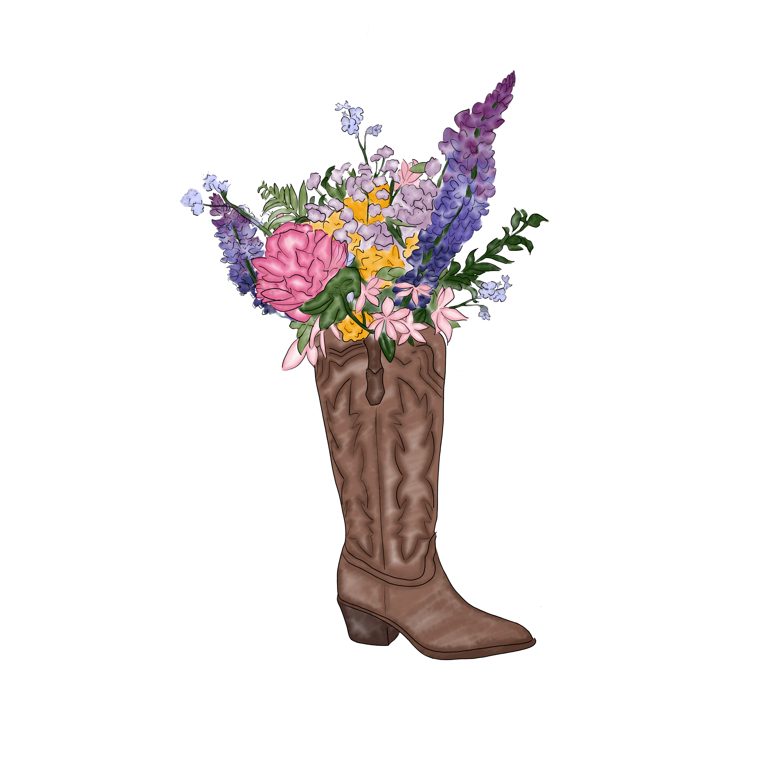 Cowboy Boot w/Flowers Sticker