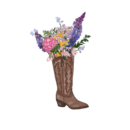 Cowboy Boot w/Flowers Sticker