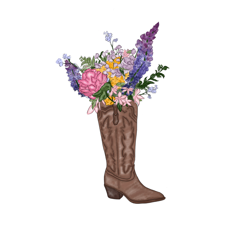 Cowboy Boot w/Flowers Sticker