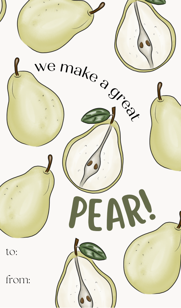 💕 Pack of 30 School Valentines - Fruit & Veggie Puns (no envelopes)