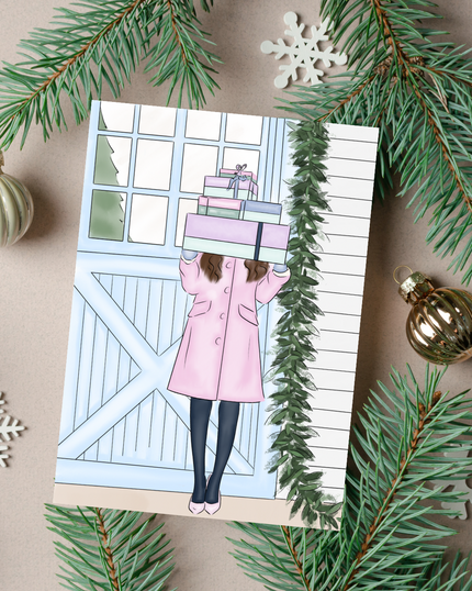 🎄 Woman w/Gifts Holiday Card | 4.25