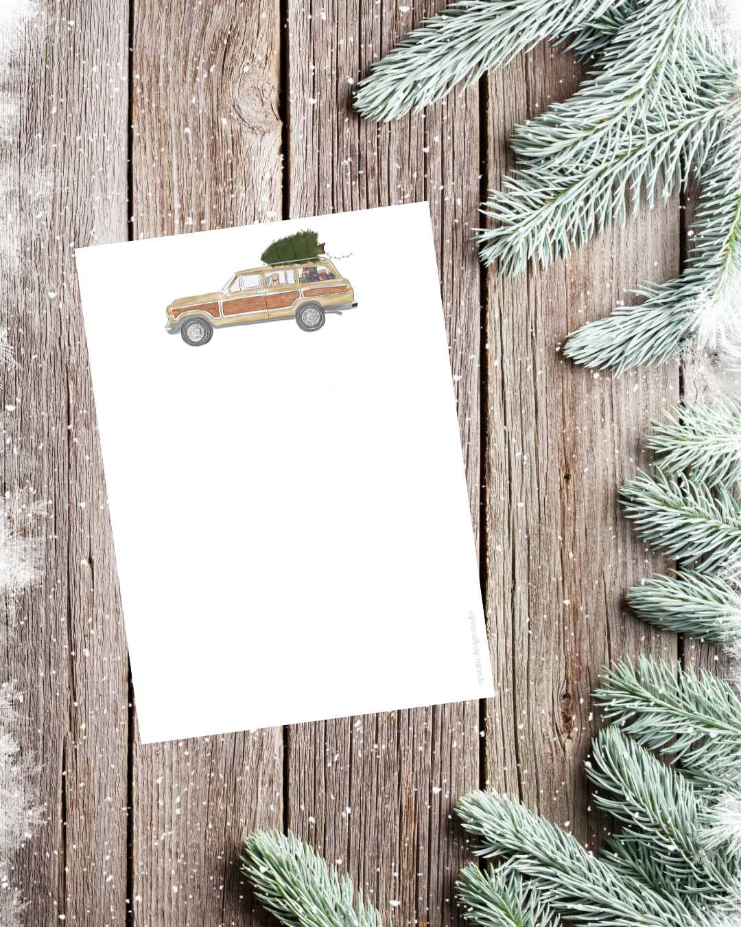 🎄 Jeep w/Tree Holiday Unlined Notepad | 4.25