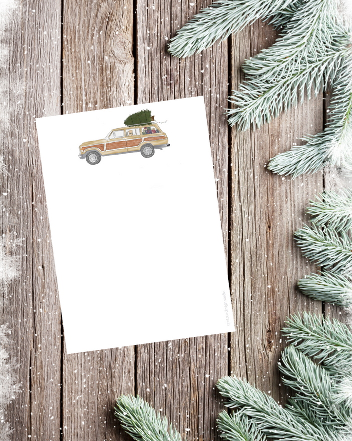 🎄 Jeep w/Tree Holiday Unlined Notepad | 4.25