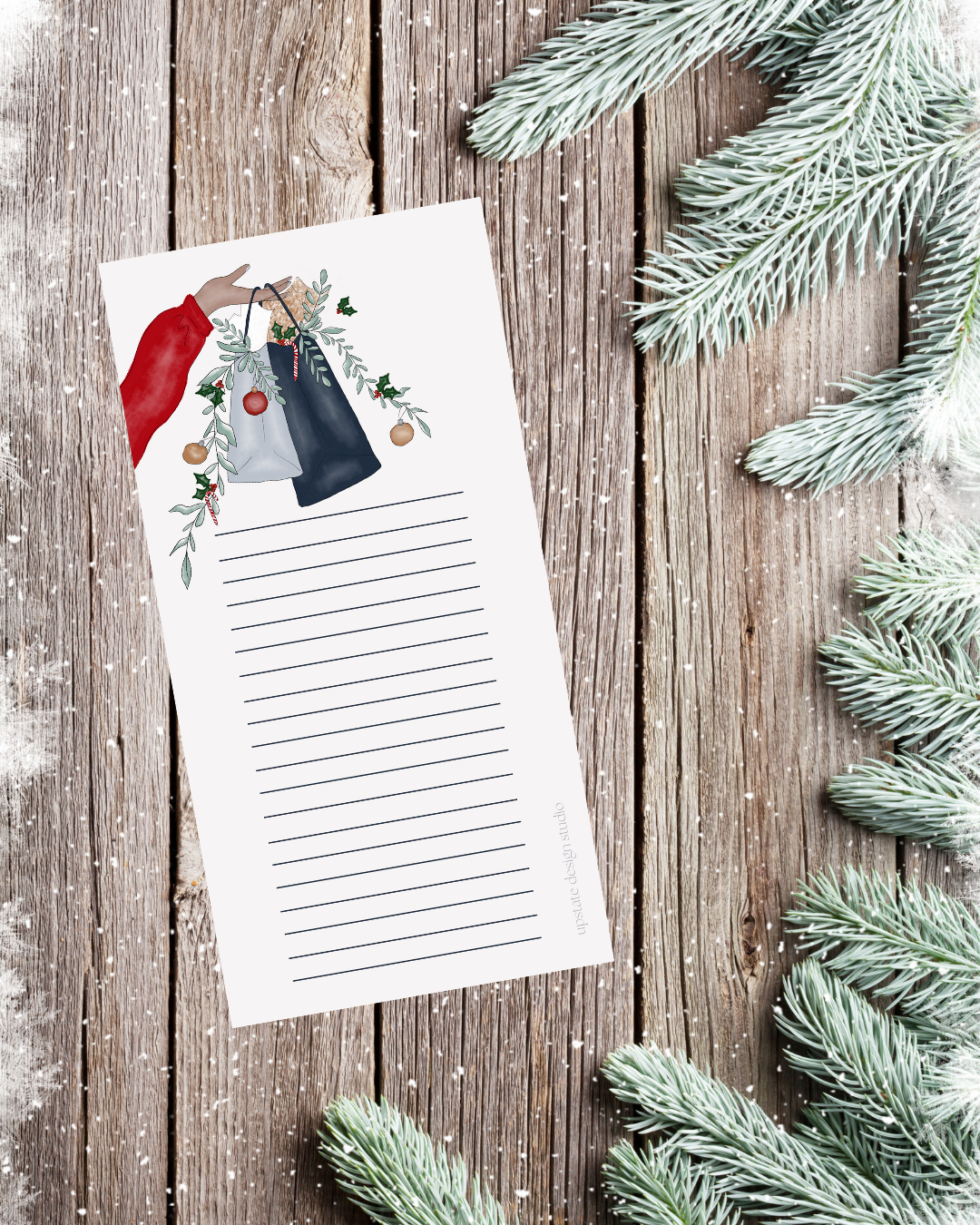 🎄 Holiday Shopping Bags List Pad - RED | 3" x 6" | 2023 Holiday Collection