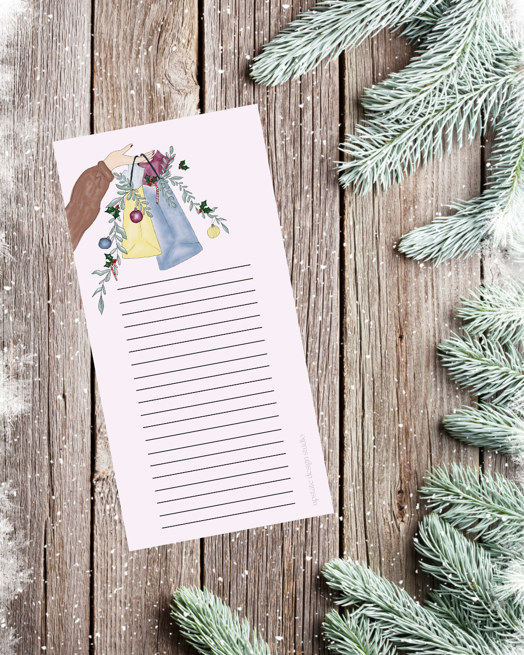 🎄 Holiday Shopping Bags List Pad - PINK | 3" x 6"