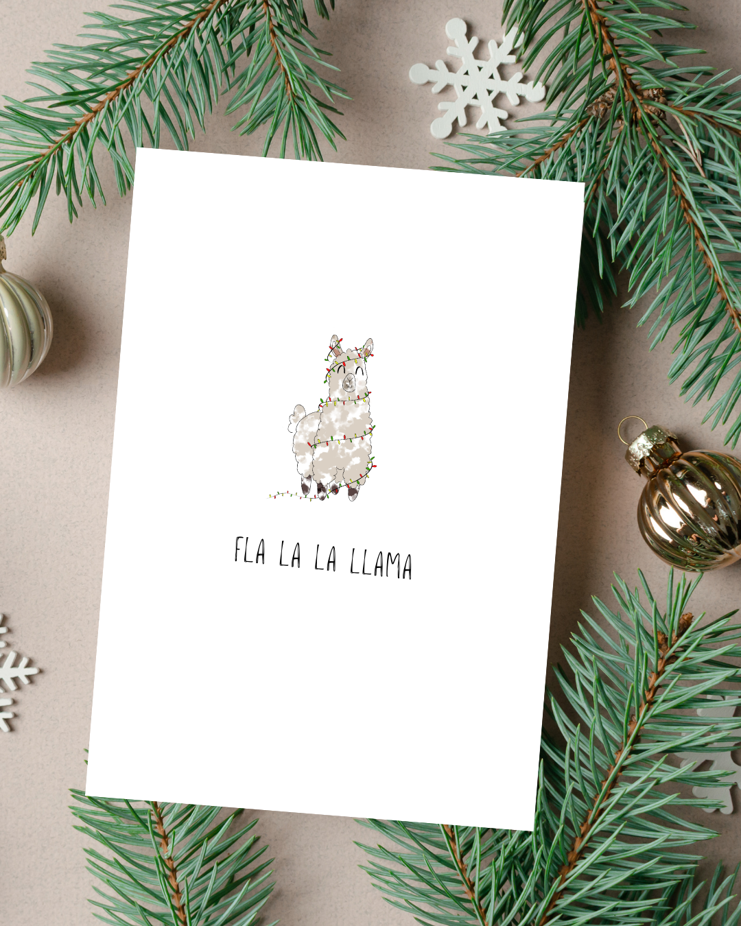 🎄 “Fla la la llama” Holiday Card - Minimalist Collection | 4.25" x 5.5" card w/envelope | 2023 Holiday Collection