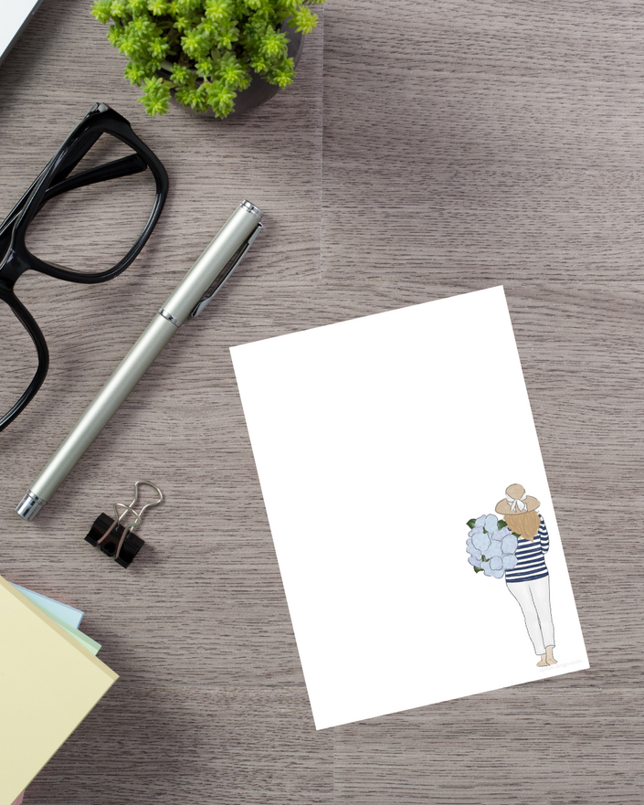 Woman w/Hydrangeas Notepad - 4.5