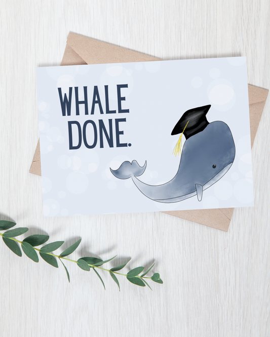 "Whale Done" Graduation Card | 4.25x5.5" Card w/envelope