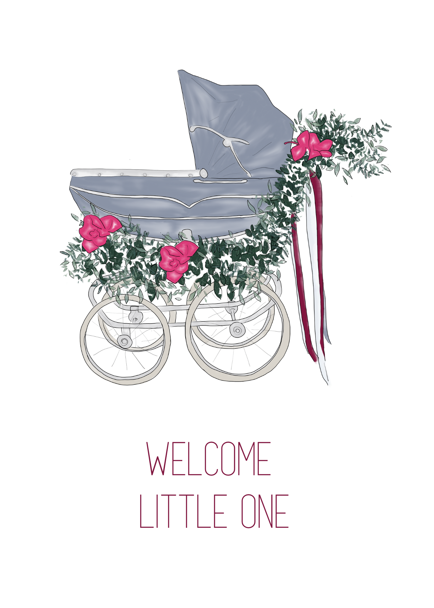 Baby Carriage Baby Shower Card | 4.25x5.5" Card w/envelope