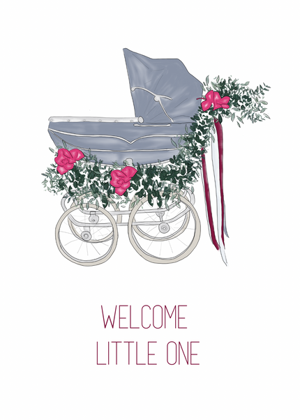 Baby Carriage Baby Shower Card | 4.25x5.5