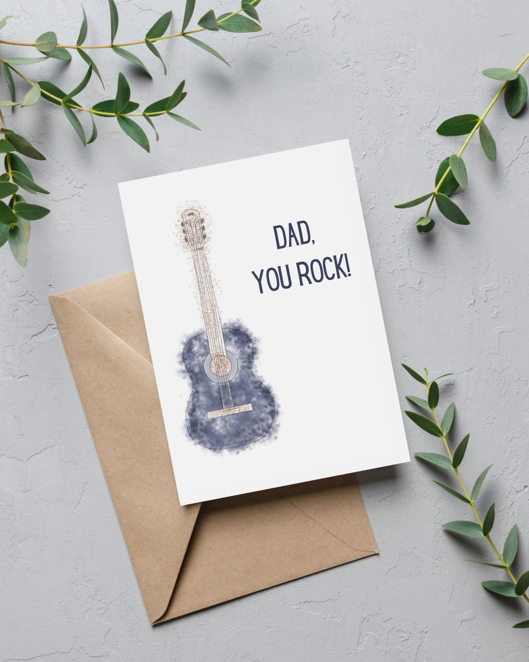 "Dad, you rock!" Father's Day Card | 4.25x5.5" Card w/ blue envelope