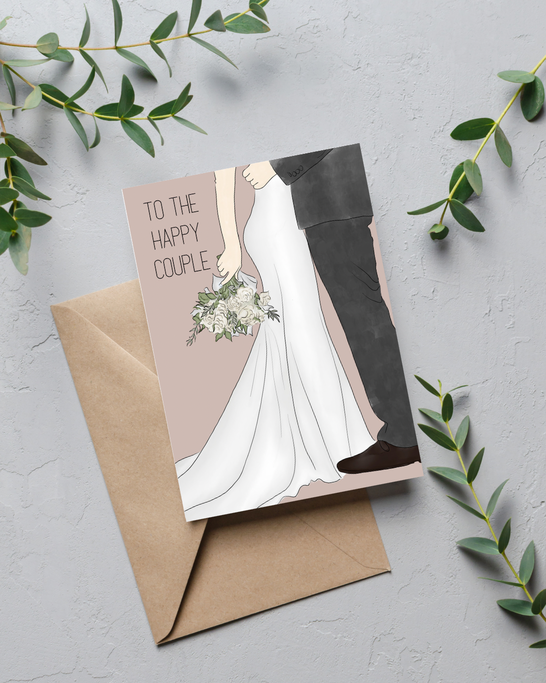 Happy Couple Wedding Card | 4.25x5.5" Card w/envelope